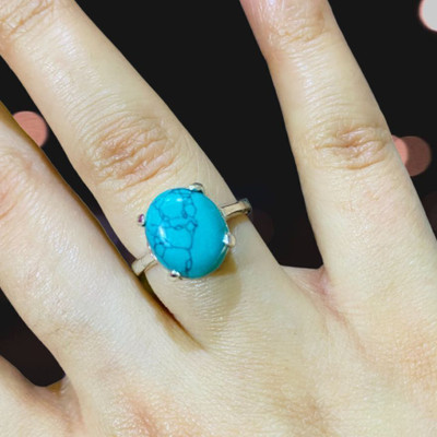 Gemzonite Firoza stone / Turquoise Ring certified and Astrological Purpose for unisex Brass Turquoise Ring