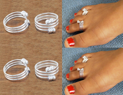 Goldfish Stylish Adjustable Toe Rings For Women Brass, Silver Toe Ring