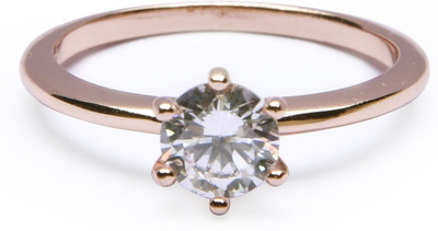 uncle jewels Rose Gold Solitaire Zircon Ring - Pure Silver 925 Sterling Silver Zircon Rhodium Plated Ring