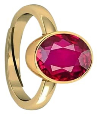 Sidharth Gems 10.25 Ratti 9.00 Carat Natural Ruby Stone Manik Ring Brass Ruby Gold Plated Ring