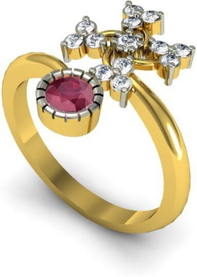 house of common initial letter ring for women stylish ring Unisex Brass Cubic Zirconia Gold Plated Ring