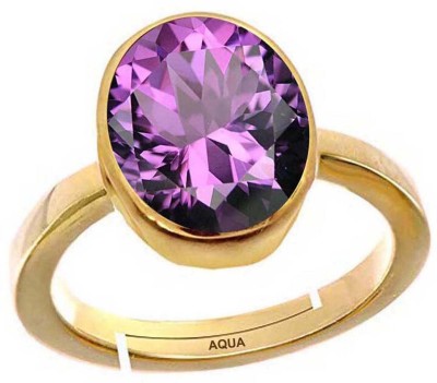 AQUAGEMS Amethyst (Kathela) 8.25 Ratti or 7.50 Ct Gemstone for Men Five Metal Adjustable Alloy Ring