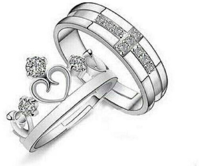 Ceylonmine01 Couple Rings Sophisticated with Zircon (AD) Stone Comfortable & Versatile Fit Stone Zircon Silver Plated Ring Set