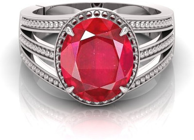 Pranjal Gems Shell Ruby Rhodium Plated Ring