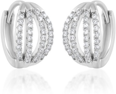 MissMister Brass Silverplated Imitation Diamond Stylish Latest Women Hoop Earrings Diamond Brass Hoop Earring
