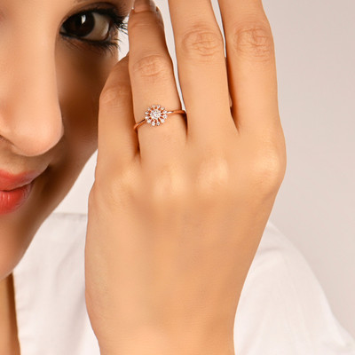 RACHIVA Sterling Silver Zircon Rhodium Plated Ring