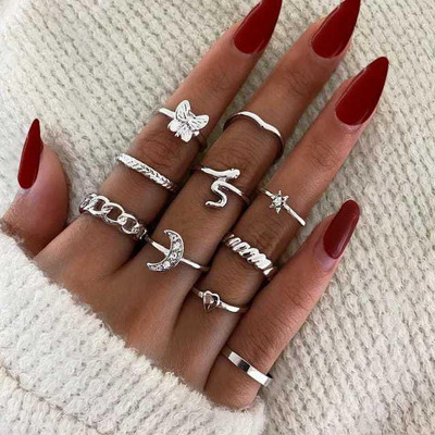 YU Fashions Steel Silver Plated Ring Set