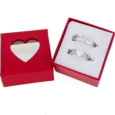 pasu fashion VALENTINE'S SPECIAL SILVER PLATED RING SET GIFT FOR YOUR LOVED ONES Alloy Cubic Zirconia Silver Plated Ring Set