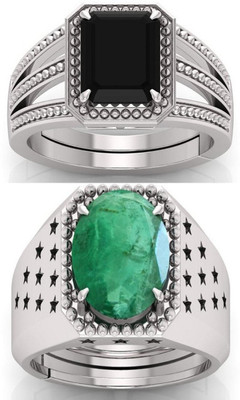 BHAIRAW GEMS Moonstone Stone Silver Adjustable Ring Stainless Steel Ring