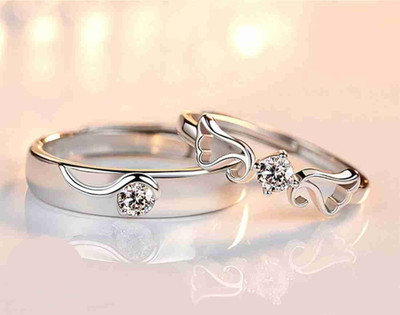 REVERSEA Adjustable couple Ring crown shape Stainless Steel Cubic Zirconia 999 Silver Plated Ring