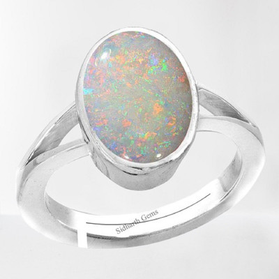 KUSHMIWAL GEMS Brass Opal Silver Plated Ring