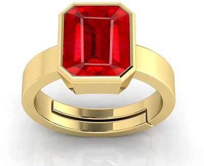 KUSHMIWAL GEMS 7.25 Ratti 6.00 Carat Quality Natural Burma Manik Brass Ruby Silver Plated Ring