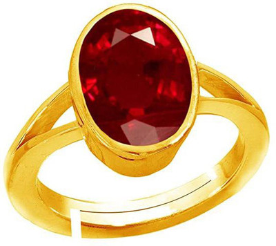 SIDHGEMS 7.25 Ratti 6.00 Carat Natural Ruby Stone Manik Ring Brass Ruby Gold Plated Ring
