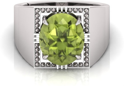 TODANI JEMS 9.25 Ratti Peridot Gemstone Adjustable Ring With Lab CertificateFB Shell Peridot Rhodium Plated Ring