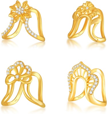 VIGHNAHARTA Valentine vanki ghoda CZ Gold Plated Alloy Combo Ring Set for Women and Girls Brass Cubic Zirconia Gold Plated Ring