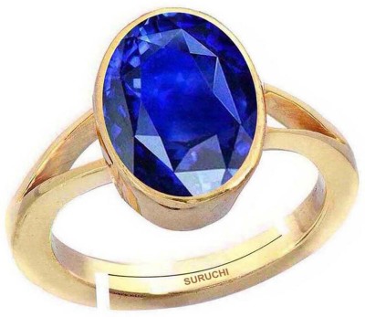 Suruchi Gems & Jewels Blue Sapphire (Neelam) 7.25 Ratti or 6.5 Ct Panchdhatu (5 Metal) Men Adjustable Stone Ring