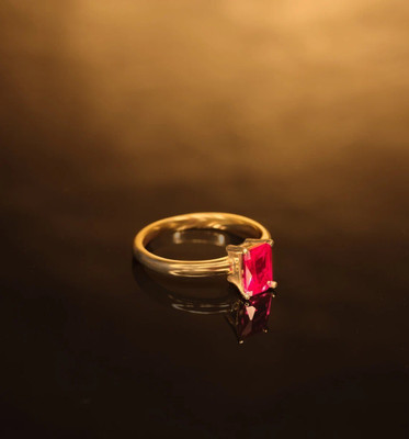 Gemzonite Natural Ruby Stone Ring Lab Certified Adjustable Ring For Women & Men Brass Ruby Ring
