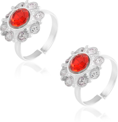 memoir Brass Cubic Zirconia Silver Plated Toe Ring
