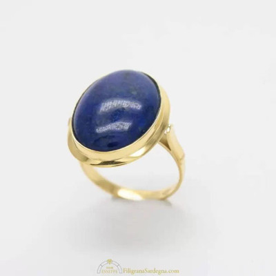 Gemzonite Lapiz Ring Original Lab Certified Unheated Untreated Precious Stone For Unisex Brass Gold Plated Ring
