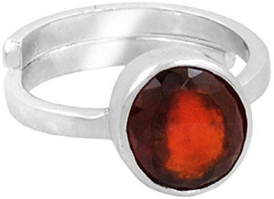 Gemzonite Hessonite Ring Natural Garnet/Gomed Stone Original Lab Certified & Astrological Brass Garnet Silver Plated Ring