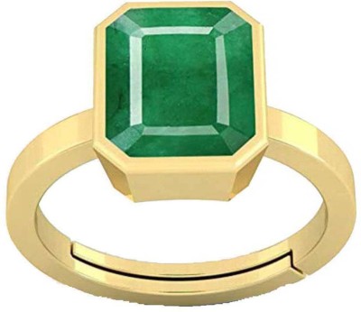 PTM Emerald (Panna) 7.25 Ratti or 6.5 Ct Natural Gemstone Five Metal Adjustable Metal Ring
