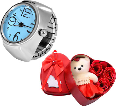 Fashion Frill Valentine Gift For Girlfriend Watch Rings For Women Blue Ring With Heartbox Alloy Silver Plated Ring