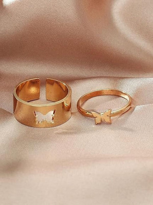 Vembley Golden Couple Ring Matching Wrap Finger Ring For Women And Girls Alloy Gold Plated Ring Set