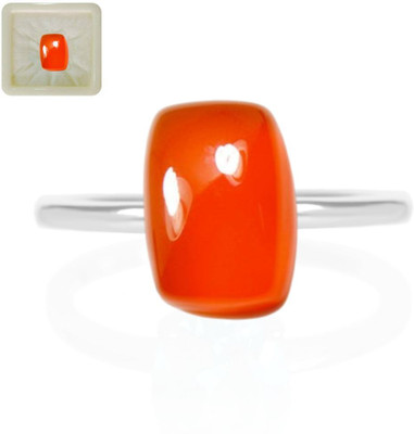 CaratYogi Original Certified Carnelian 8.25 Ratti 7.5 Carat Rectangle Cushion Shape for Stone Carnelian Ring