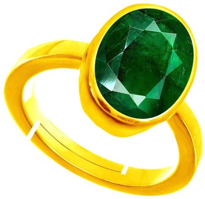 BWM GEMS Certified Natual 3.25 Ratti Emerald stone (Panna) Panchdhatu Alloy Emerald Gold Plated Ring