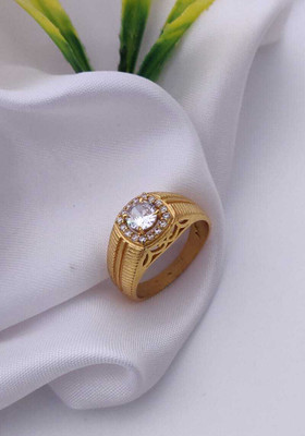 Mahi creations Gold Plated Diamond Wedding,Partywear ring-173 Brass Diamond Gold Plated Ring
