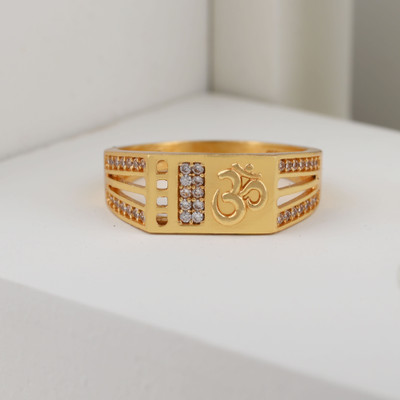 mahi creation Brass, Copper Cubic Zirconia Gold Plated Ring