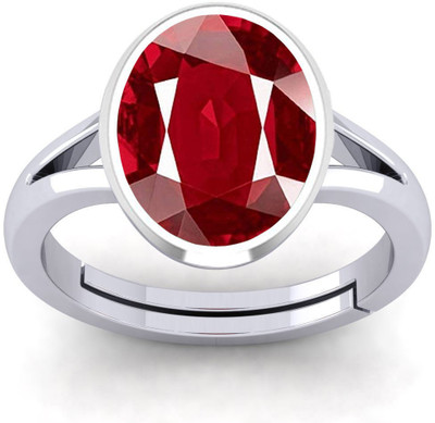SHAHNU 5.25 Ratti Created Ruby Manik Gemstone Gold Plated Ring for Women's and Men's Brass Ruby Ring