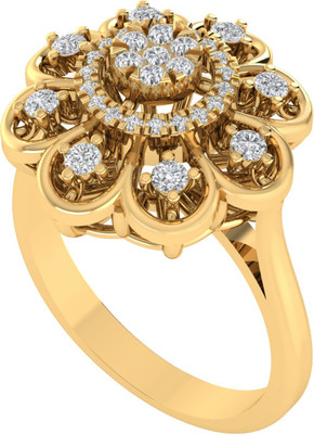 Diamtrendz Jewels 925 Sterling Silver Zircon Gold Plated Ring For Women & Girls Sterling Silver Cubic Zirconia Gold Plated Ring