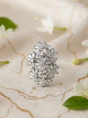 WISHTANK silver Plated Finger Ring Brass Crystal Silver Plated Ring