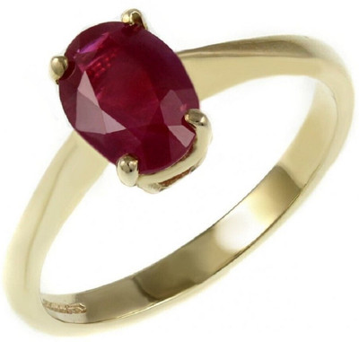 Gemzonite Ruby / Manik Ring with natural ruby gemstone certified ruby ston ring Brass Ruby Gold Plated Ring