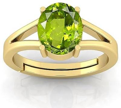 SIDHGEMS Brass Peridot Gold Plated Ring