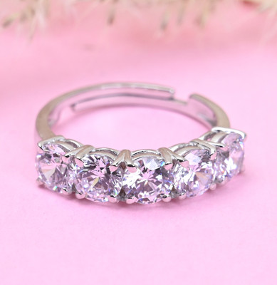 CLARA Sterling Silver Cubic Zirconia Rhodium Plated Ring