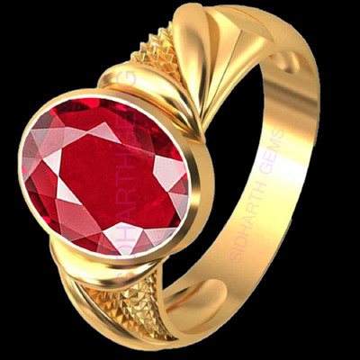 Sidharth Gems Ruby Stone Manik Panchdhatu Ring Brass Ruby Gold Plated Ring