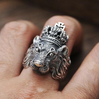 Animated Lion Ring for Boy and Men Stylish/Biker RIng Stainless Steel Silver Plated Ring