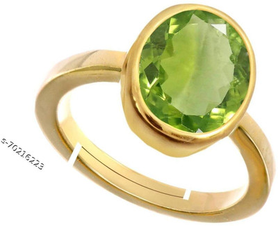 THE UNIQUE KART 12.25 Ratti Natural Peridot Birthstone/Astrology Adjustable Ring Stone Peridot Brass Plated Ring