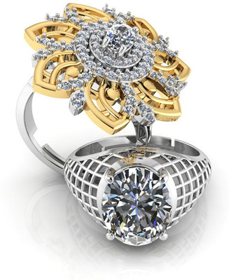 Miss Highness 925 Silver Couple Diamond Adjustable Rings Set – Luxury Gift for Women & Men, Sterling Silver Cubic Zirconia Rhodium Plated Ring