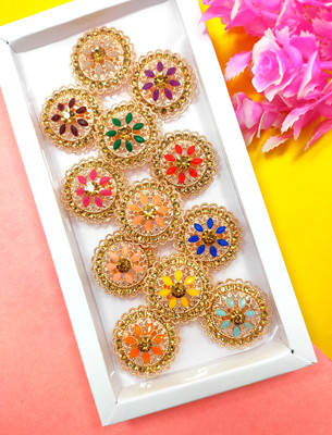 Divyanshi Collection Combo Pack Of 12 Fancy Multicolour 12 Ad Rings Brass Gold, Silver Plated Ring Set