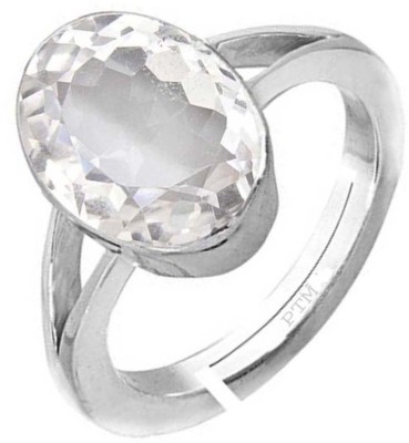 PTM Natural White Topaz 6.25 Ratti or 5.5 Ct for Women bis Hallmark 925 Sterling Silver Ring