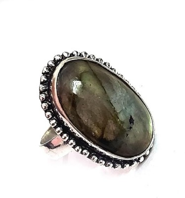 Seh Natural Labradorite oval RING pack of 1 Brass Crystal Ring