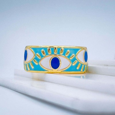 ZIVOM Evil Eye Band Copper Gold Plated Ring