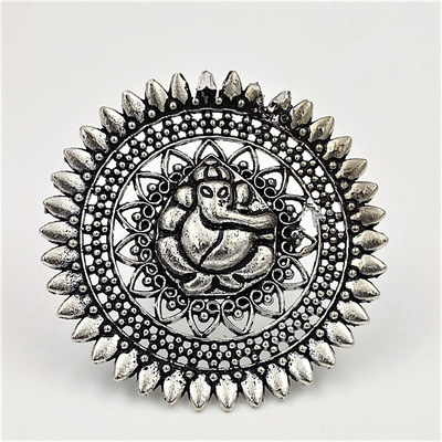 Yash Jewels Emporium Silver Plated Adjustable Oxidized Brass Ring For Women And Girls Brass Silver Plated Ring