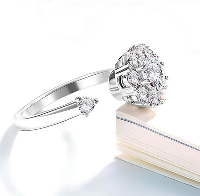 Neerajyoti Rotating Keep clam Spinning Finger for Women/Girl Alloy Crystal Silver Plated Ring