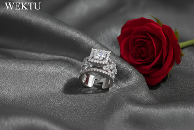 WEKTU Stylish Solitare/Silver Plated/Artifcial/Free Size/1PC/10 Stainless Steel Zircon Silver Plated Ring