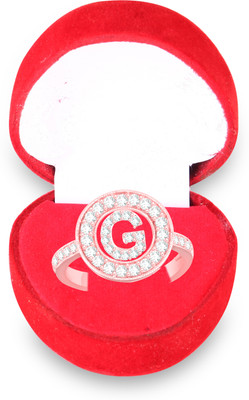 MEENAZ G Valentine Gift For Girlfriend Heart Rose Gold Ring For Women Girls Gift ladies Alloy, Metal, Copper, Crystal, Stone Crystal, Zircon, Cubic Zirconia, Diamond Gold Plated Ring Set