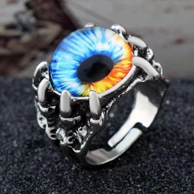 Zoey Antique Oxidized Silver Plated Dragon Eye Adjustable Ring Metal Ring